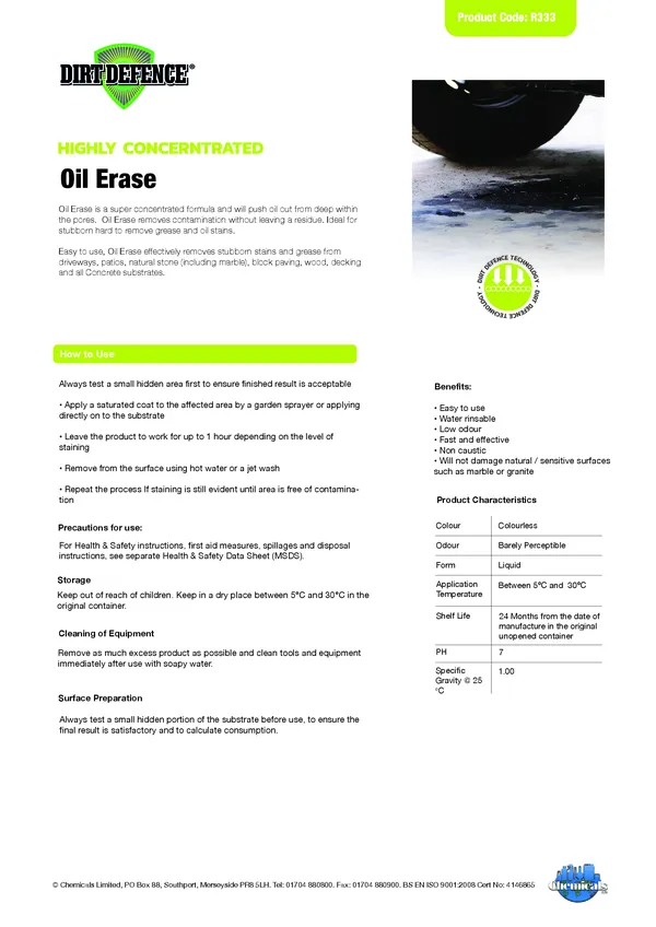 Oil Erase Datasheet PDF 